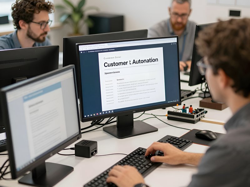 Команда специалистов Intellect Bot Systems обсуждает внедрение системы автоматизации опросов клиентов в офисе
